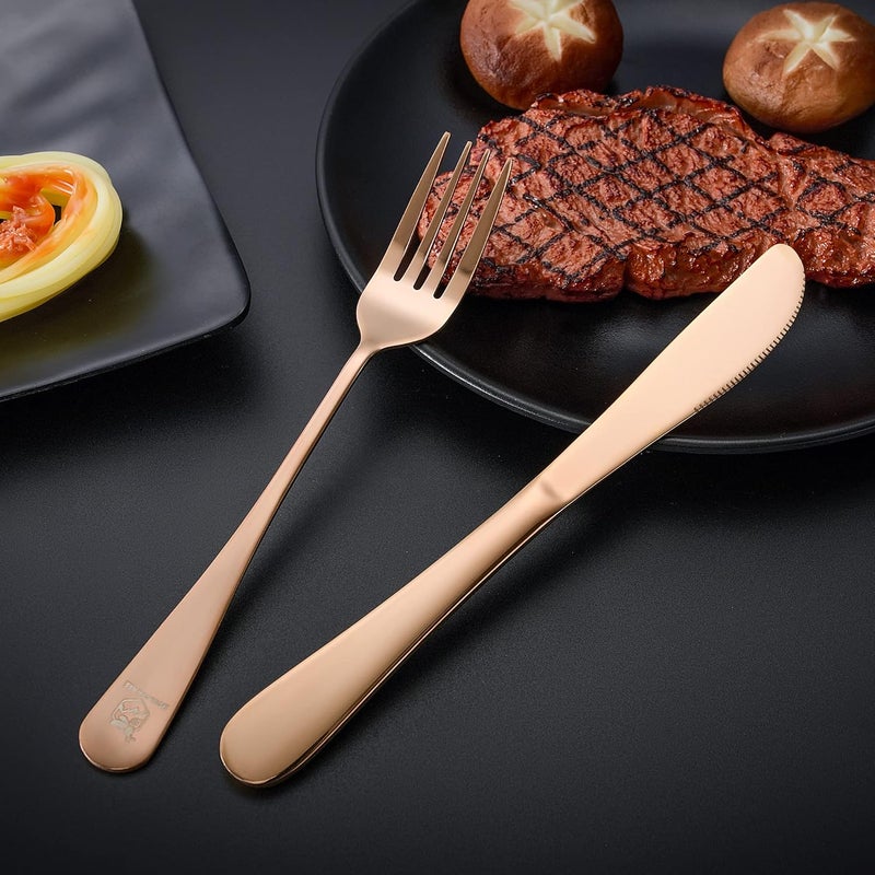 Boulder Bee Travel Utensils | Reusable Camping Cutlery | Stainless Steel Flatware | Portable Silverware Set with Case | Includes Knife/Fork/Spoon/Straw/Cleaning Cloth (Rose Gold) - Image 3